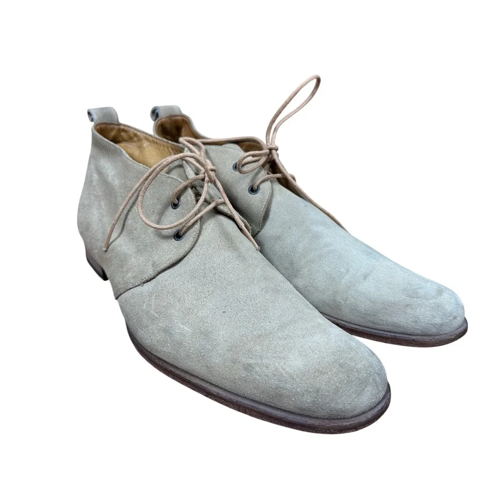 Billy Reid Mens Size 11 Italian Suede Two Laced Low Stacked Shoes Chukka Boots